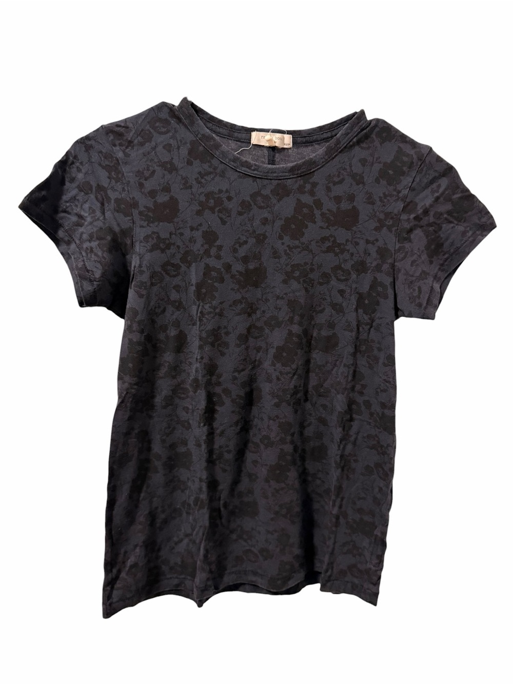 rag & bone Black Tonal Floral Short Sleeve Tee XS Women’s